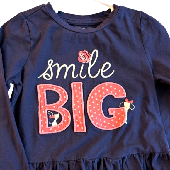 Gymboree Navy Blue Smile Big Gids Top Cotton Sizes 5T - Picture 3 of 5